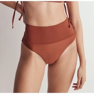 Madewell Second Wave High Cut Bikini Swimsuit Bottom Size M Copper